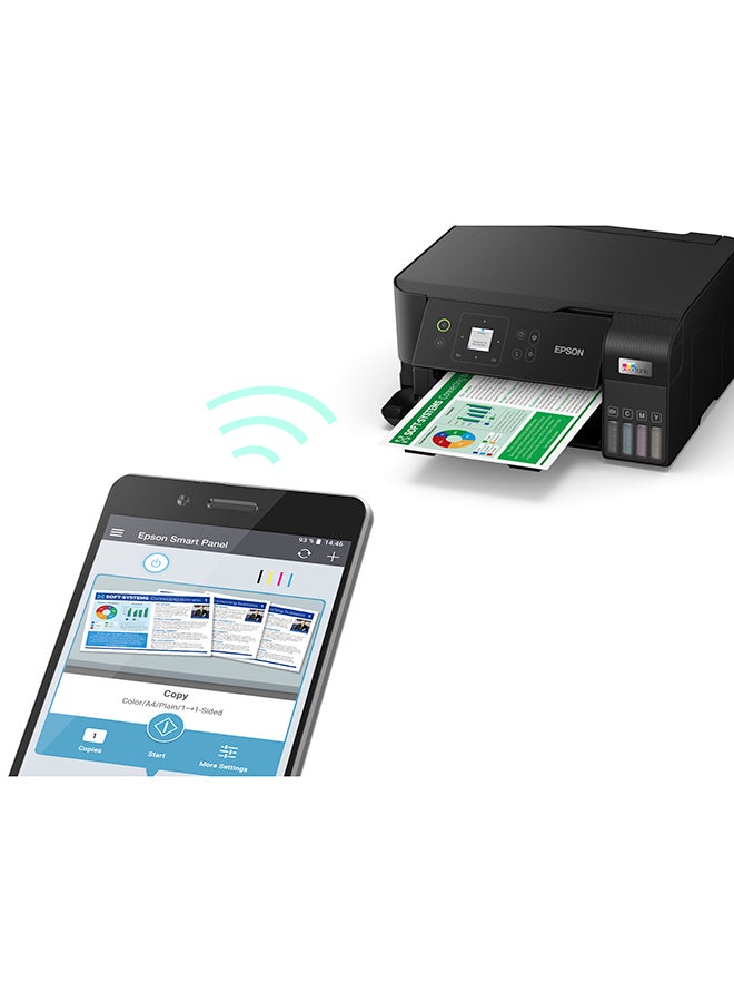 إبسون - طابعة EcoTank L3560 Home Ink Tank، طابعة ملونة عالية السرعة مقاس A4 3 في 1 مزودة بتقنية Wi-Fi Direct، وطابعة صور، مع اتصال بالتطبيقات الذكية، أسود - Image 1