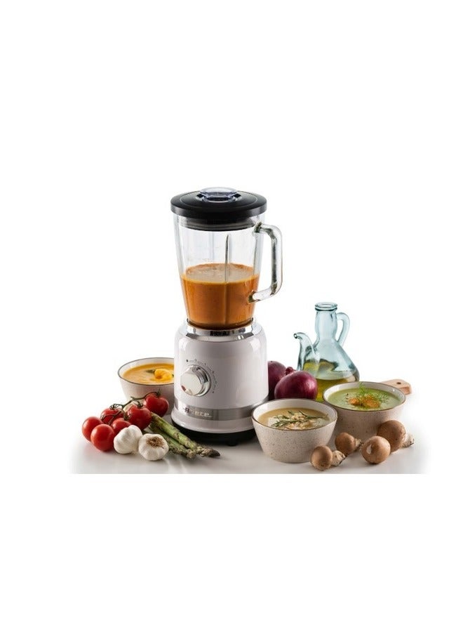 Ariete - Moderna White Blender 1.5L. Glss Cup 4 Stainless Steel Blades 4 Speeds + Pulse Function Removable Cap For Adding Ingredients 1000 W 585 White - Image 1