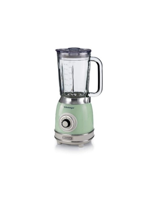 Vintage Green Blender 1.5L. Glss Cup 4 Stainless Steel Blades 4 Speeds + Pulse Function Removable Cap For Adding Ingredients 1000 W 583 Green
