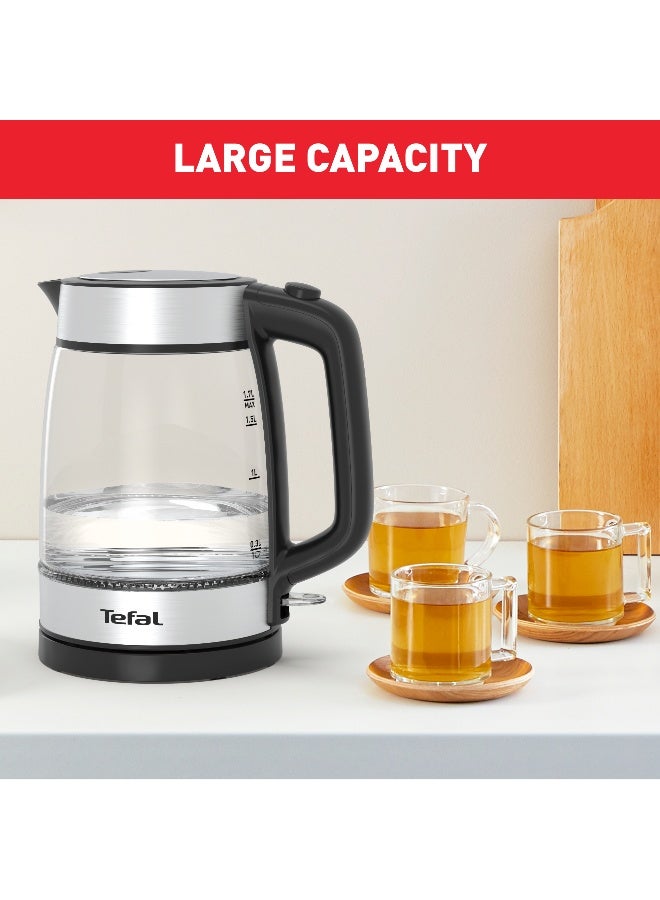 Tefal Kettle |  Glass Electric Kettle | Concealed Heating Element | Cordless 360° Design | Removable Anti-Scale Filter | Precision Spout | Easy-Viewing Water Level | Assisted Lid Opening | 2 Years Warranty 1.7 L 2200 W KI700827 Clear - Image 4