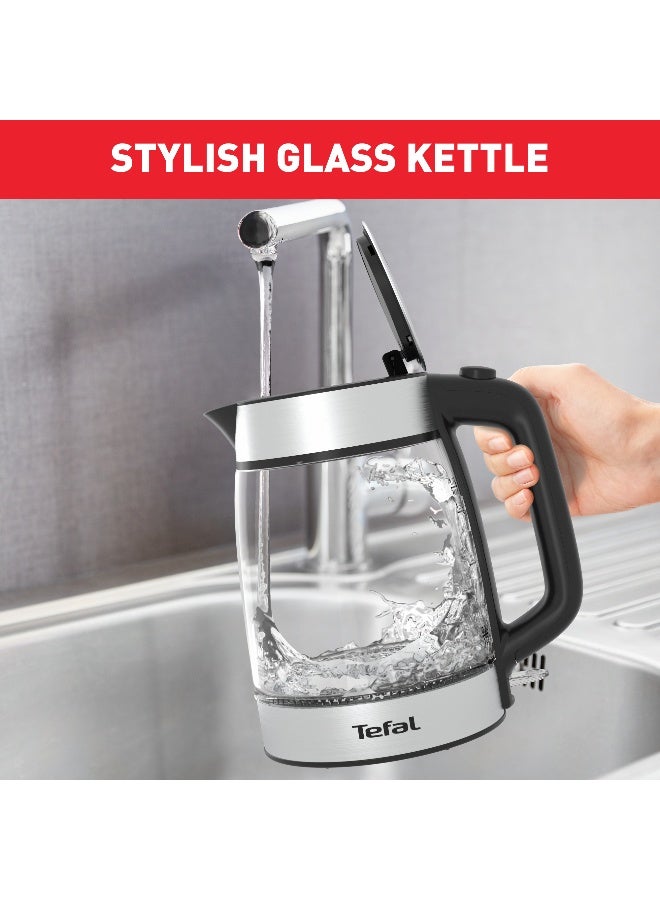 Tefal Kettle |  Glass Electric Kettle | Concealed Heating Element | Cordless 360° Design | Removable Anti-Scale Filter | Precision Spout | Easy-Viewing Water Level | Assisted Lid Opening | 2 Years Warranty 1.7 L 2200 W KI700827 Clear - Image 3