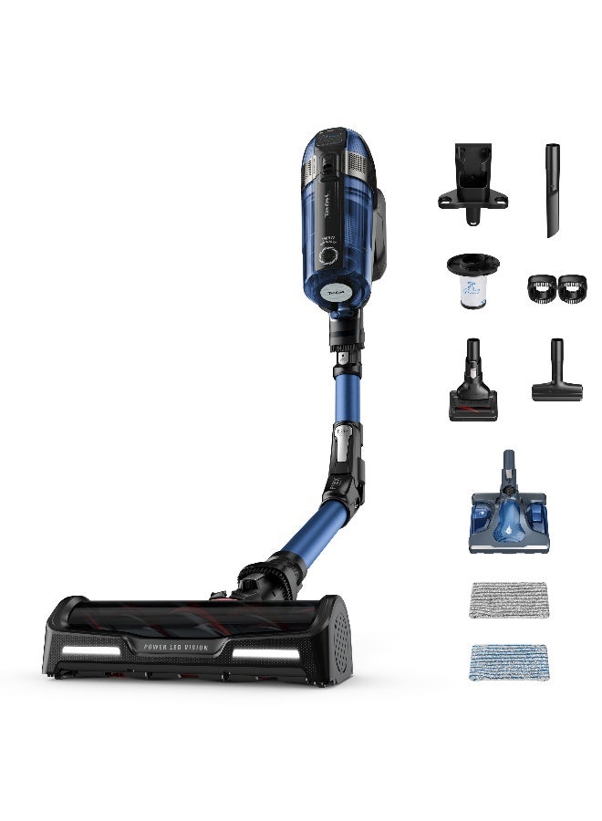 تيفال مكنسة كهربائية | مكنسة كهربائية اكس فورس فليكس 12.60 لاسلكية | موديل أكوا | بطارية طويلة الأمد تصل إلى 45 دقيقة | 2 في 1 المسح والكنس | نظام الأنبوب المرن | ضمان لمدة عامين 150 وات TY98C0HO أزرق - Image 1