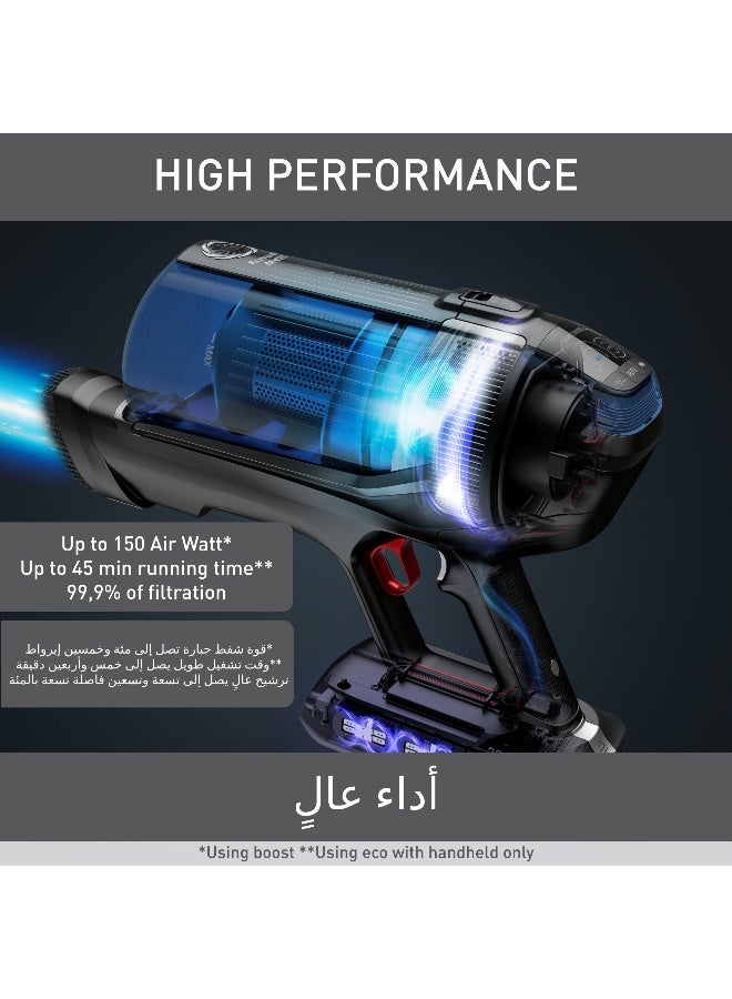 تيفال مكنسة كهربائية | مكنسة كهربائية اكس فورس فليكس 12.60 لاسلكية | موديل أكوا | بطارية طويلة الأمد تصل إلى 45 دقيقة | 2 في 1 المسح والكنس | نظام الأنبوب المرن | ضمان لمدة عامين 150 وات TY98C0HO أزرق - Image 3