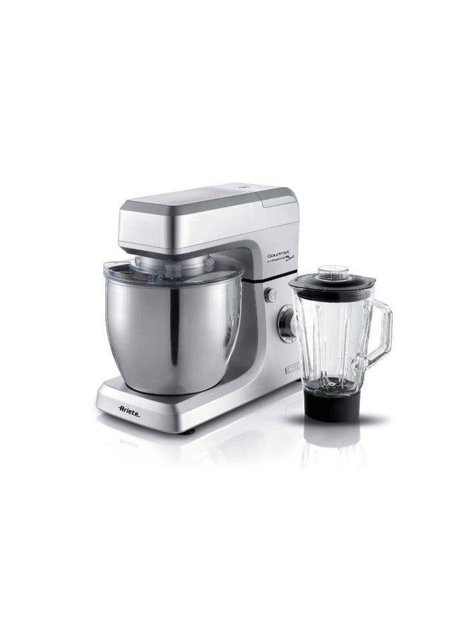 Ariete Kitchen Machine Pastamatic Gourmet 1598/1 . 6 Speeds + Pulse 7 Liter Mixer +1.5 L Glass Cup Blender  Accessories Whisk For Whipping  Hook For Mixing And Kneading 1000 W 1598 Silver - Image 1