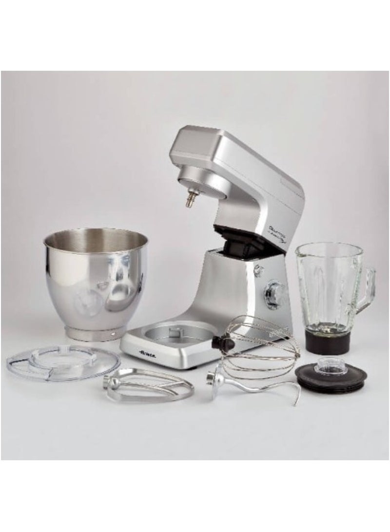 Ariete Kitchen Machine Pastamatic Gourmet 1598/1 . 6 Speeds + Pulse 7 Liter Mixer +1.5 L Glass Cup Blender  Accessories Whisk For Whipping  Hook For Mixing And Kneading 1000 W 1598 Silver - Image 5