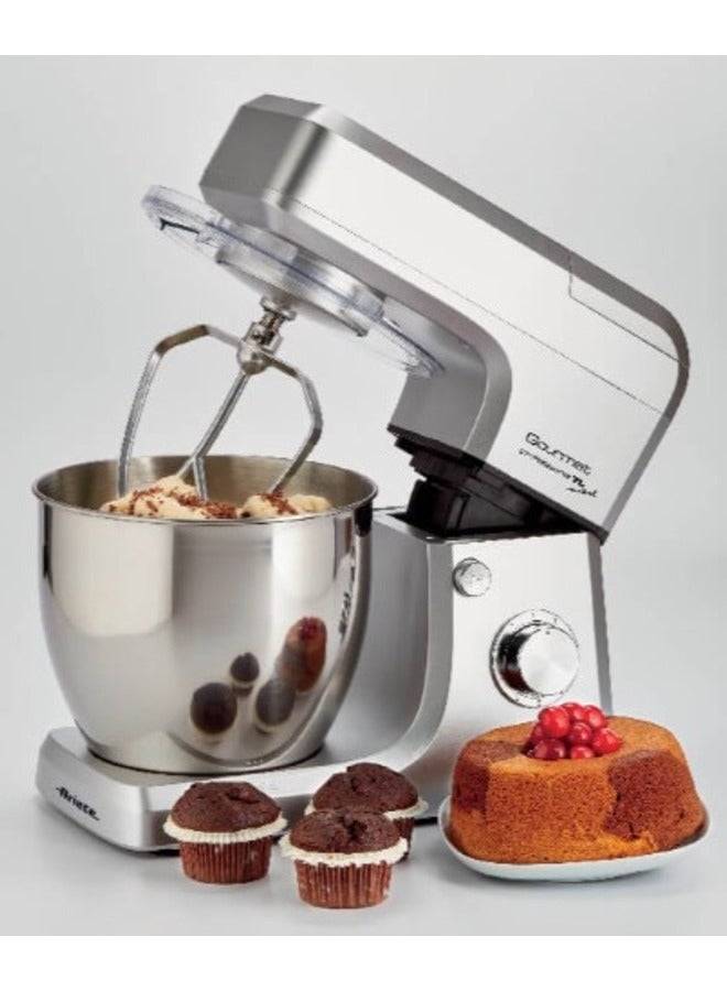 Ariete Kitchen Machine Pastamatic Gourmet 1598/1 . 6 Speeds + Pulse 7 Liter Mixer +1.5 L Glass Cup Blender  Accessories Whisk For Whipping  Hook For Mixing And Kneading 1000 W 1598 Silver - Image 4