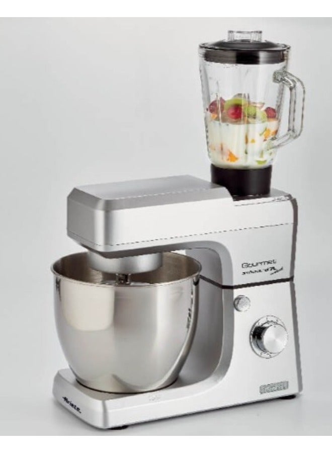 Ariete Kitchen Machine Pastamatic Gourmet 1598/1 . 6 Speeds + Pulse 7 Liter Mixer +1.5 L Glass Cup Blender  Accessories Whisk For Whipping  Hook For Mixing And Kneading 1000 W 1598 Silver - Image 2