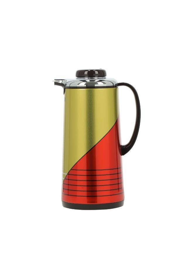 Royalford Pack of 2 Double Wall Vacuum Flask Set- RF11367| 1900 ML and 1300 ML Flask with Asbestos Free Pink Glass Inner and Strong Iron Body| Leak-Proof and Portable Design to Keep Drinks Hot or Cold for Long Hours| Suitable for Indoor and Outdoor Use| Maroon and Golden GOLDEN AND MAROON