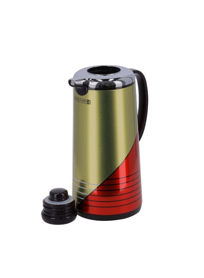 Royalford Pack of 2 Double Wall Vacuum Flask Set- RF11367| 1900 ML and 1300 ML Flask with Asbestos Free Pink Glass Inner and Strong Iron Body| Leak-Proof and Portable Design to Keep Drinks Hot or Cold for Long Hours| Suitable for Indoor and Outdoor Use| Maroon and Golden GOLDEN AND MAROON