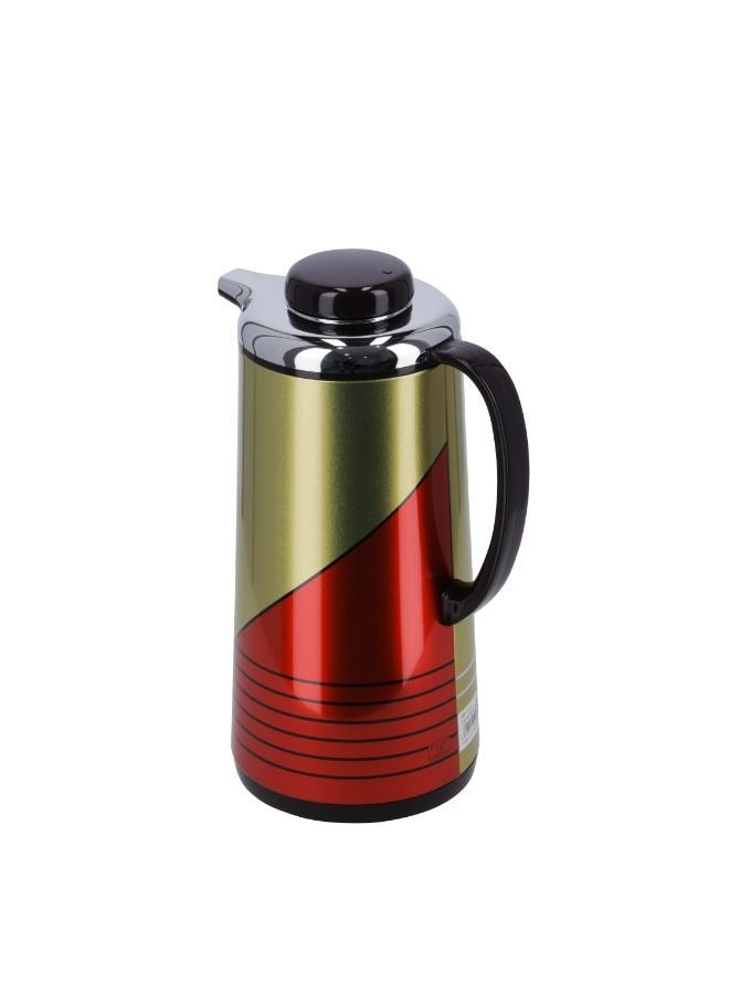 Royalford Pack of 2 Double Wall Vacuum Flask Set- RF11367| 1900 ML and 1300 ML Flask with Asbestos Free Pink Glass Inner and Strong Iron Body| Leak-Proof and Portable Design to Keep Drinks Hot or Cold for Long Hours| Suitable for Indoor and Outdoor Use| Maroon and Golden GOLDEN AND MAROON