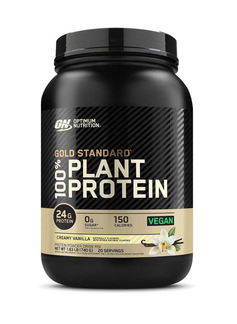 Optimum Nutrition - Gold Standard 100% Plant  Protein  24g protein Creamy Vanilla, 1.63 LB (740g)  20 Servings - Image 1