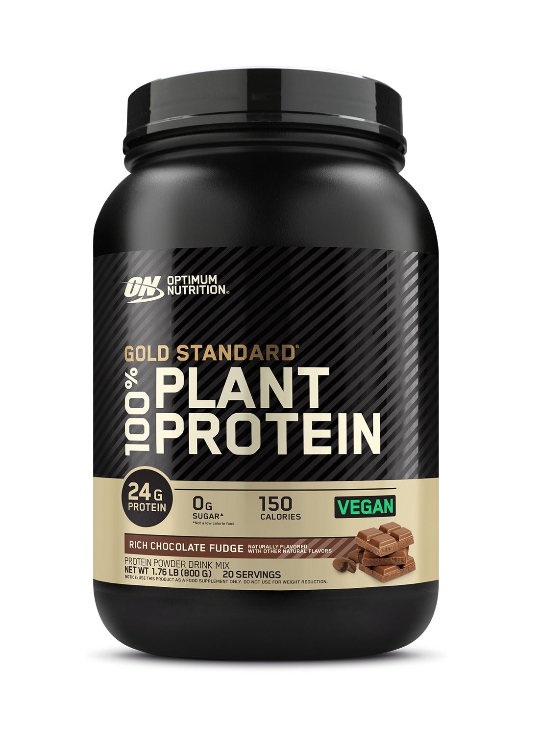 Optimum Nutrition Gold Standard 100% Plant  Protein  24g protein Rich Chocolate Fudge, 1.76  LB (800g)  20 Servings 