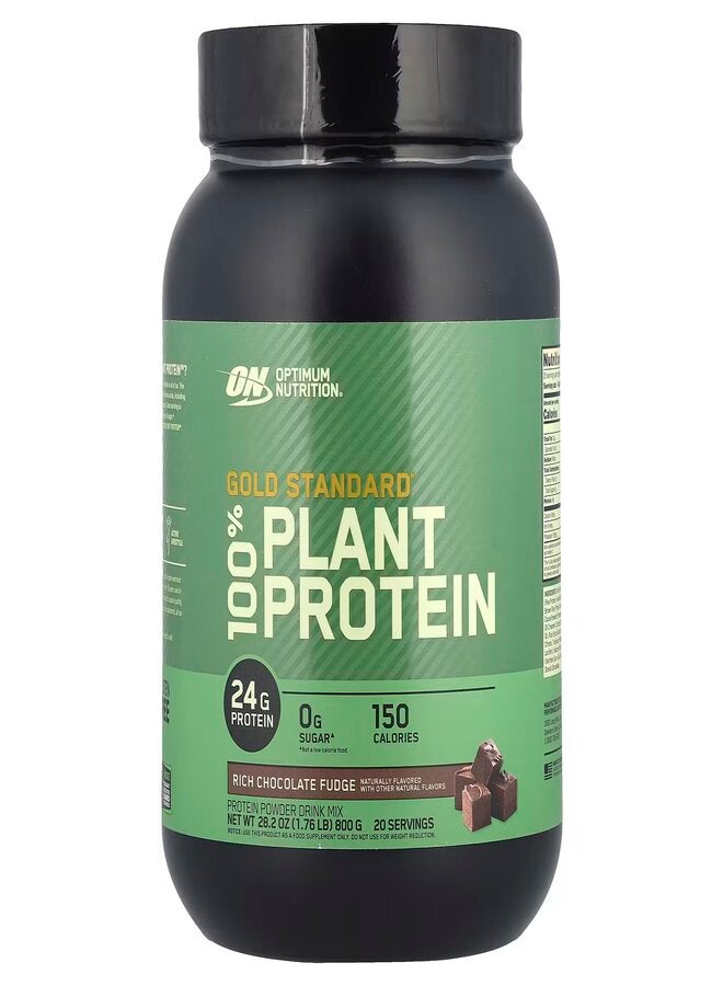 Optimum Nutrition Gold Standard 100% Plant  Protein  24g protein Rich Chocolate Fudge, 1.76  LB (800g)  20 Servings 