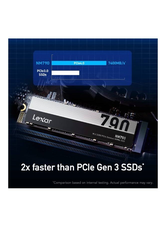 Lexar - NM790 2TB M.2 2280 PCIe Gen4x4 NVMe Internal SSD, Up to 7200MB/s Read & Up to 6500MB/s Write Speeds, 1.5M Hours MTBF, 1500TBW Endurance, Compatible with PlayStation5, Black | LNM790X002T-RNNNG 2 TB - Image 1