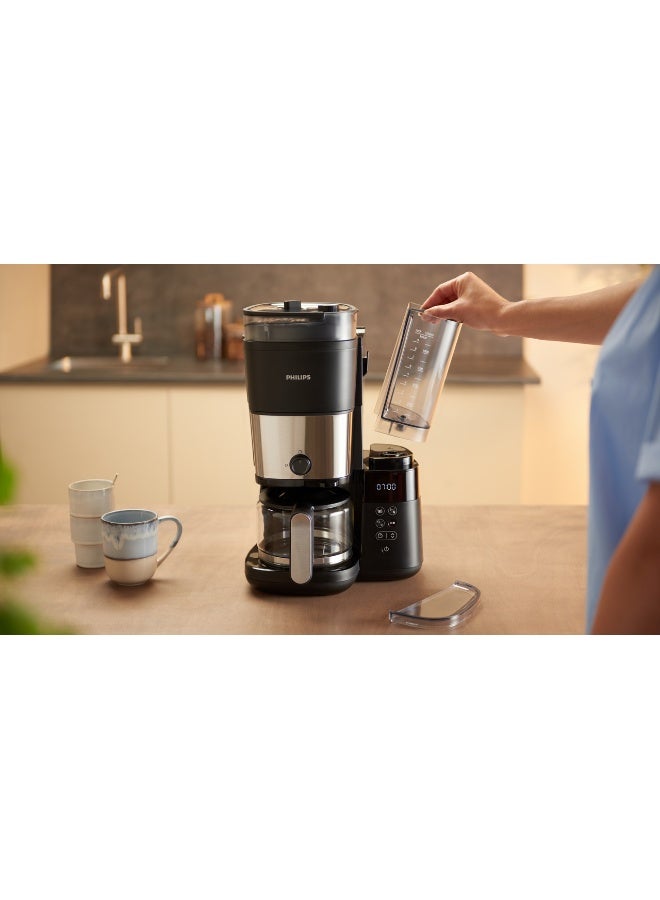 فيليبس ماكينة صنع القهوة بالتقطير الكل في 1 سعة 1.25 لترًا وقوة 1000 وات HD7900/50 أسود/فضي - Image 5