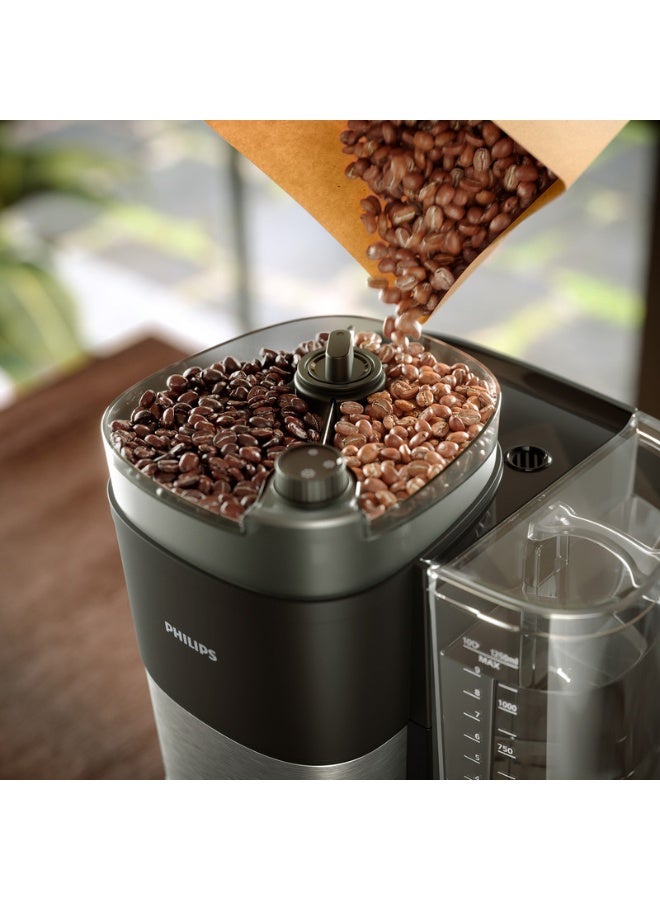 فيليبس ماكينة صنع القهوة بالتقطير الكل في 1 سعة 1.25 لترًا وقوة 1000 وات HD7900/50 أسود/فضي - Image 4