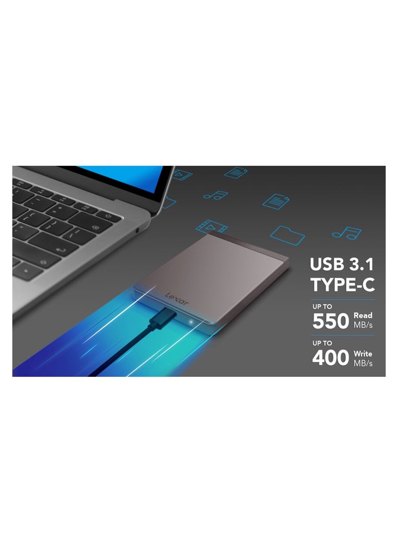 Lexar SL200, Portable SSD, External SSD, Up to 550MB/s Read, 400MB/s Write, USB Type-C, 1 TB