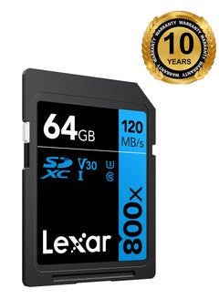 Lexar 64GB High-Performance 800x UHS-I SDXC Memory Card (BLUE Series) - 10 years warranty - official distributor 64 GB