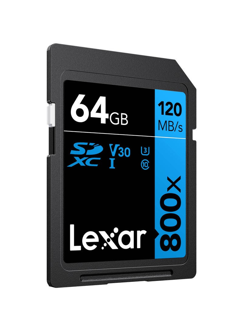 Lexar - Lexar 64GB High-Performance 800x UHS-I SDXC Memory Card (BLUE Series) - 10 years warranty - official distributor 64 GB - Image 1