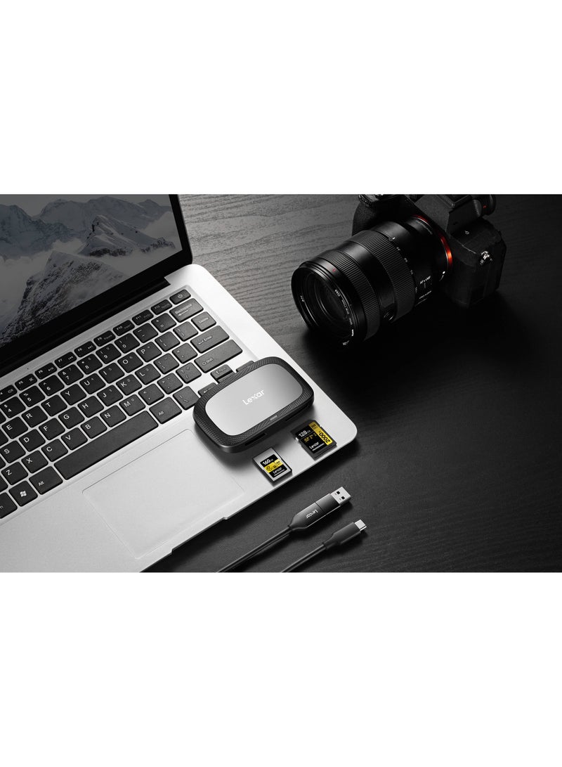 ليكسار قارئ بطاقات Lexar Professional ثنائي الفتحات USB 3.2 Gen 2 Type-C (CFexpress Type A، SD) - ضمان لمدة 3 سنوات - الموزع الرسمي 10 جيجابايت  - Image 4