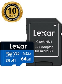 Lexar Lexar 64GB High-Performance 633x UHS-I microSDXC Memory Card with SD Adapter - 10 years warranty - official distributor 64 GB  - Image 1