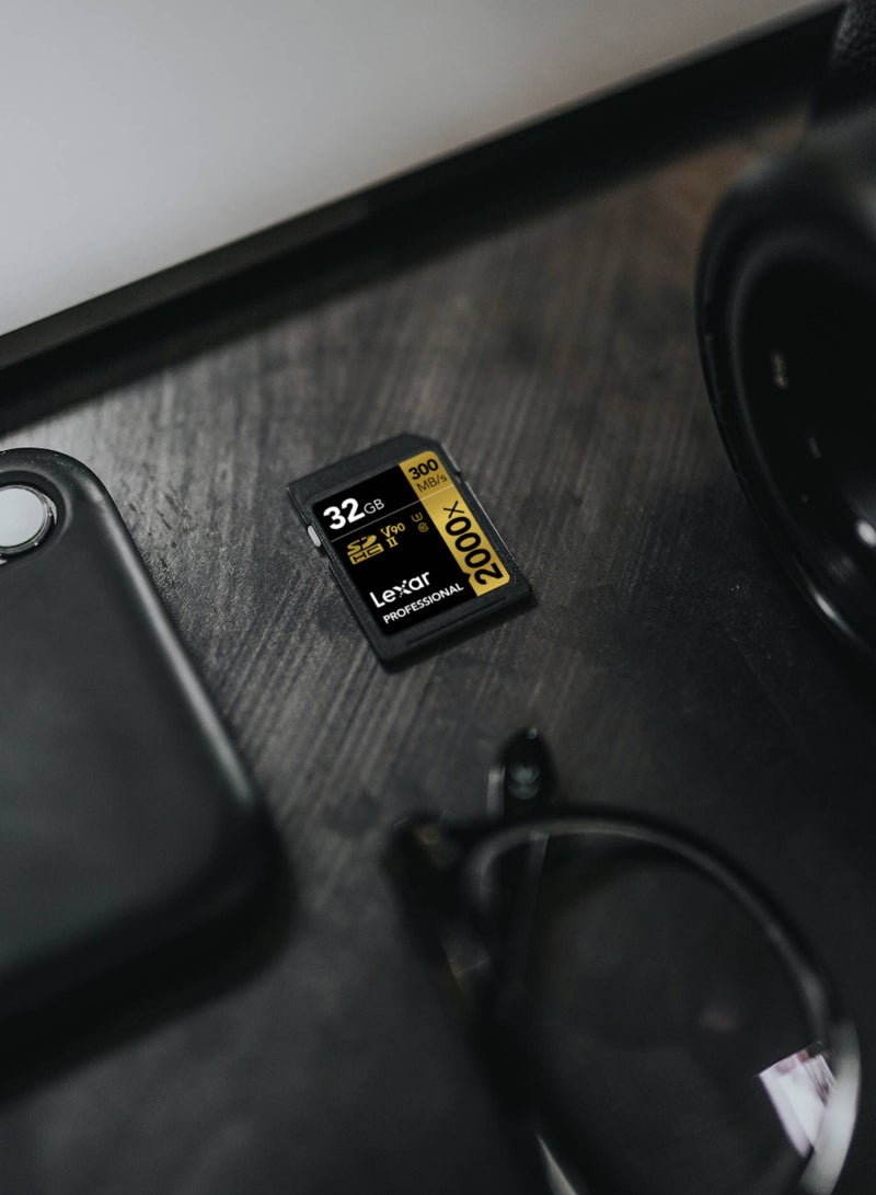 ليكسار - بطاقة ذاكرة Lexar 32GB Professional 2000x UHS-II SDHC مع ضمان لمدة 10 سنوات - الموزع الرسمي - Image 1