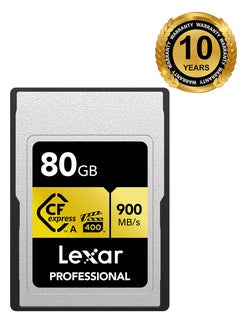 ليكسار Lexar 80GB Professional CFexpress Type A Card GOLD SeriesLexar 320GB Professional CFexpress Type A Card GOLD Series - ضمان 10 سنوات - الموزع الرسمي 80 جيجابايت  - Image 1