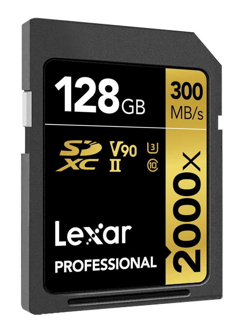 ليكسار - بطاقة ذاكرة Lexar سعة 128 جيجابايت احترافية 2000x UHS-II SDHC مع حافظة بطاقة ذاكرة مجانية مقاومة للماء - ضمان لمدة 10 سنوات - الموزع الرسمي 128 جيجابايت - Image 1