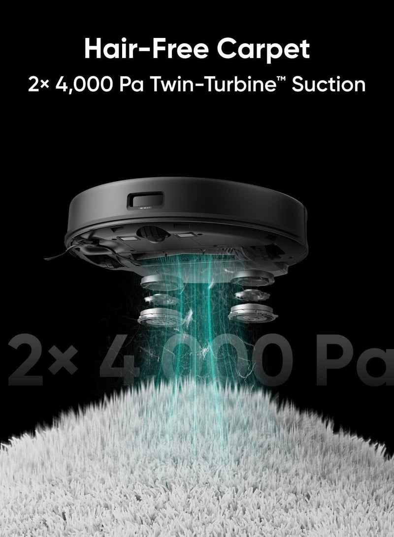 إيوفي مكنسة روبوت كهربائية مطوّرة eufy Clean X8 Pro مزوّدة بممسحة للأرضيات وعلبة ذاتية التفريغ، مع شفط قوي مزدوج بقوة 2 × 4000 باسكال، وفرشاة دوّارة سهلة الحركة Active Detangling™، إضافة لنظام الملاحة الذكي بتقنية الليزر iPath™ المخصص لشفط شعر الحيوانات الأليفة والتنظيف العميق 72 W T2266  - Image 2