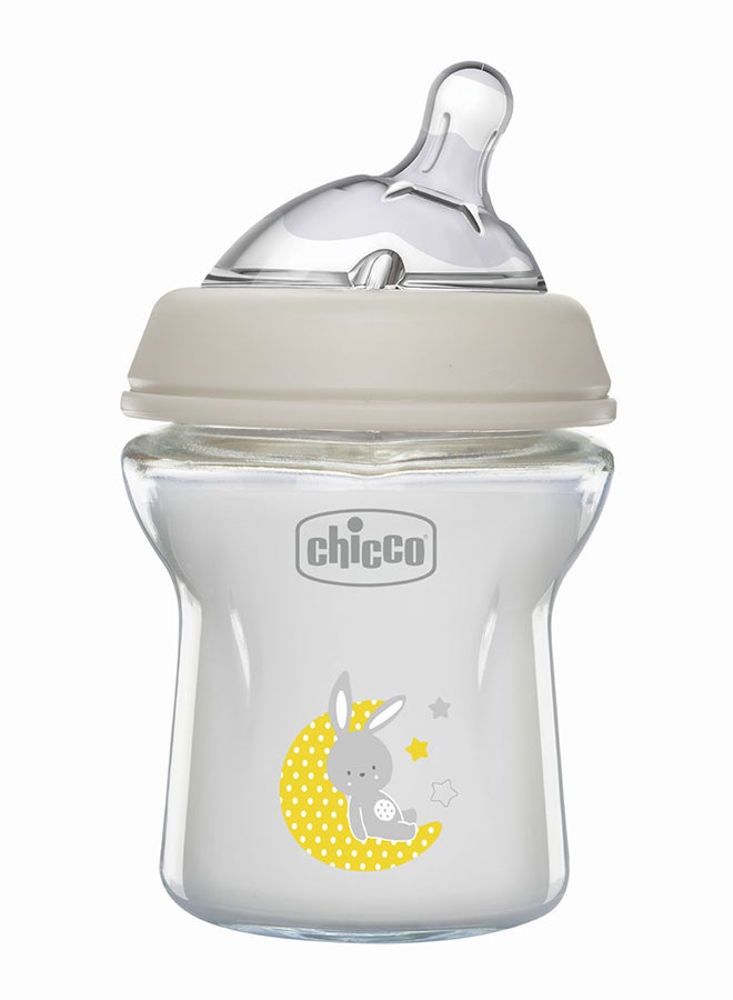 Chicco Natural Feeling Glass Bottle 150ml Slow Flow 0m+ Silicone, Neutral - Image 1