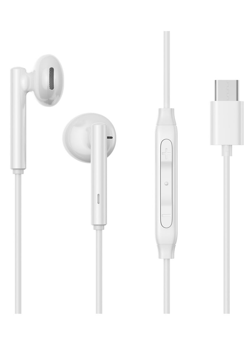 JOYROOM - TYPE-C Series Half In-Ear Wired Earphones White - Image 1