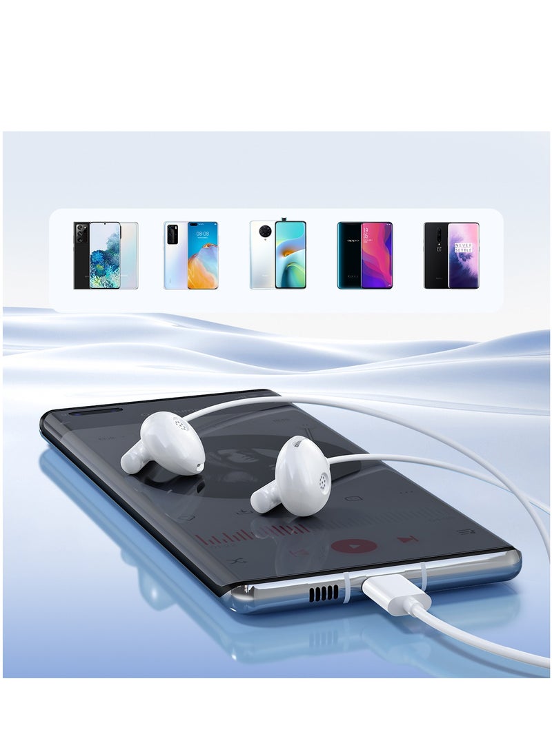 JOYROOM - TYPE-C Series Half In-Ear Wired Earphones White - Image 1