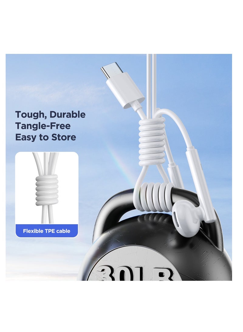 JOYROOM - TYPE-C Series Half In-Ear Wired Earphones White - Image 1