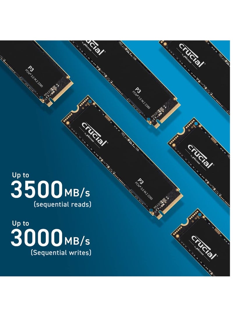 كروشيال - كروكيال P3 M.2 NVMe SSD 500 جيجابايت - PCI-Express 3.0 3D NAND - M.2 SSD داخلي - التخزين - Image 1
