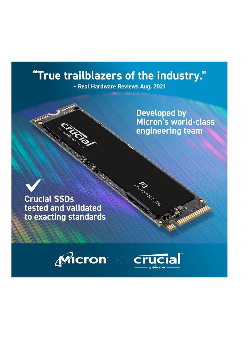crucial Crucial P3 2TB PCIe Gen3 3D NAND NVMe M.2 SSD, up to 3500MB/s - CT2000P3SSD8 Black 2 TB  - Image 4
