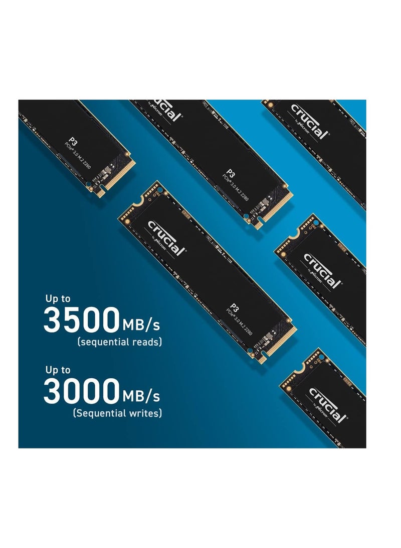 crucial Crucial P3 2TB PCIe Gen3 3D NAND NVMe M.2 SSD, up to 3500MB/s - CT2000P3SSD8 Black 2 TB  - Image 2