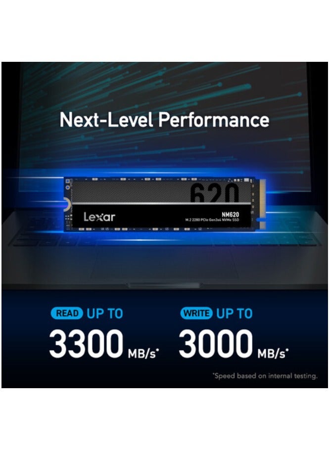 ليكسار - Lexar NM620 2TB SSD، M.2 2280 PCIe Gen3x4 NVMe 1.4 SSD داخلي، قراءة تصل إلى 3500 ميجابايت/ثانية، كتابة 3000 ميجابايت/ثانية، محرك أقراص الحالة الصلبة الداخلي NAND Flash ثلاثي الأبعاد لعشاق الكمبيوتر واللاعبين 2 تيرابايت - Image 1