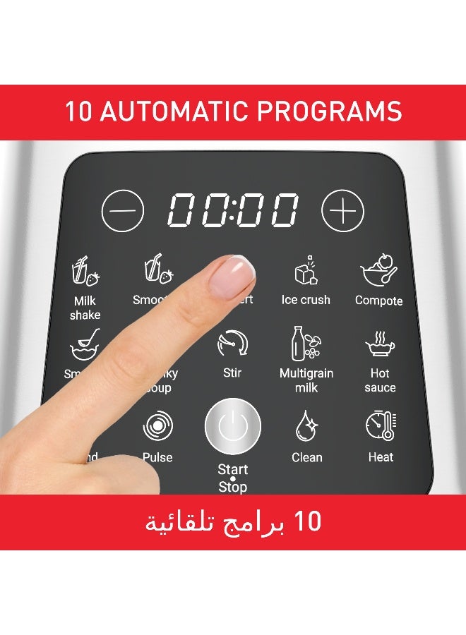 مولينكس خلاط | خلاط بيرفكت ميكس كوك عالي السرعة لتحضير العصير | خلاط | 10 برامج تلقائية | وصفات ساخنة وباردة | شفرات قابلة للإزالة | وظيفة التنظيف العميق |الطهي الصحي | ضمان لمدة عامين 1400 وات LM835D27 فضي - Image 4