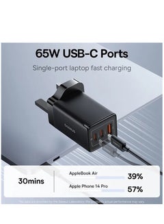 بيسوس شاحن USB C بقدرة 65 وات، 3 منافذ قابلة للطي GaN5 Pro، شاحن كمبيوتر محمول من النوع C، قابس شاحن حائط سريع متوافق مع MacBook Pro/Air، HP/Dell/Lenovo، iPad Pro/Air، iPhone 15 Pro Max، Galaxy S23، Steam Deck، إلخ  - Image 3