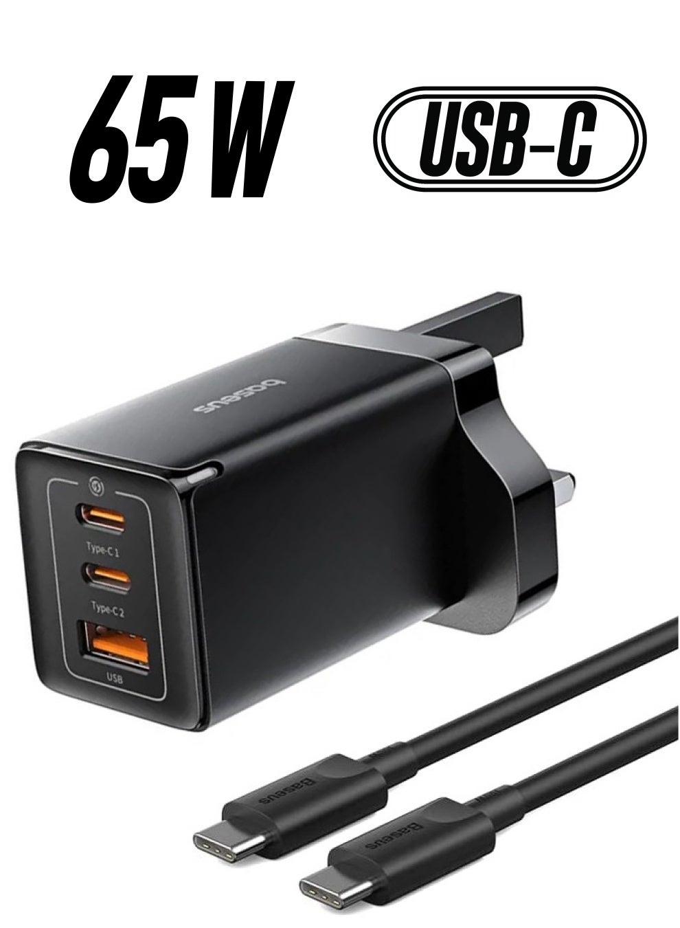 65W USB C Charger, 3-Port GaN5 Pro Fast Wall Charger Plug with Dual USB-C and USB-A Ports, Compatible with MacBook Pro M3/M2, MacBook Air, Surface Pro, iPad Pro/Air, iPhone 16 Pro Max/Plus, 15/14/13 Series, Galaxy S25/S24/S23, Steam Deck, USB-C Phones, Tablets, Travel Adapter, Charging Hub (Black) Black