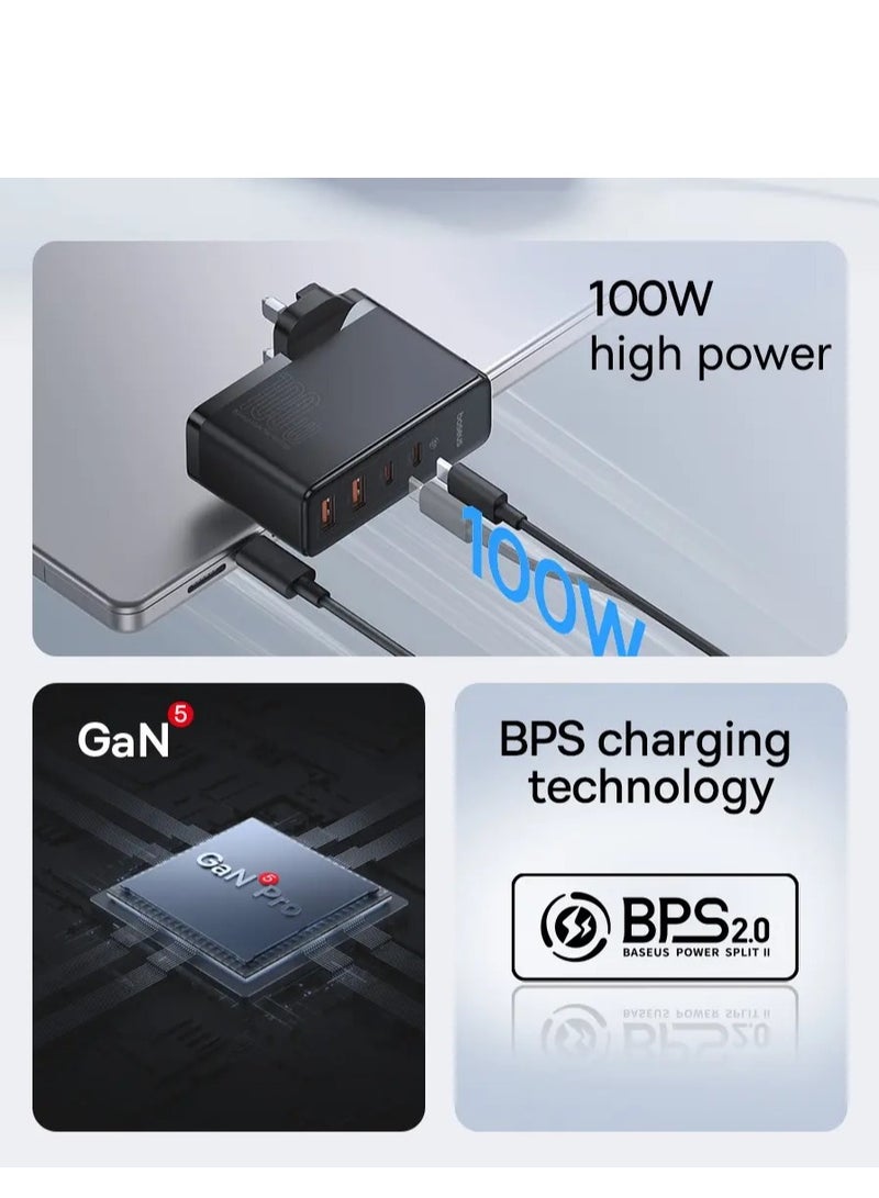 Baseus 100W USB C Charger, GaN5 Pro Fast Type C PD Charging Station For MacBook Pro/Air 16"/14"2022 13Inch 2023 iPhone 15/14/13 Pro/Max/Plus/iPad Pro/Air/Galaxy/Dell/Lenovo/Huawei USB-C Laptops And More Black  - Image 3