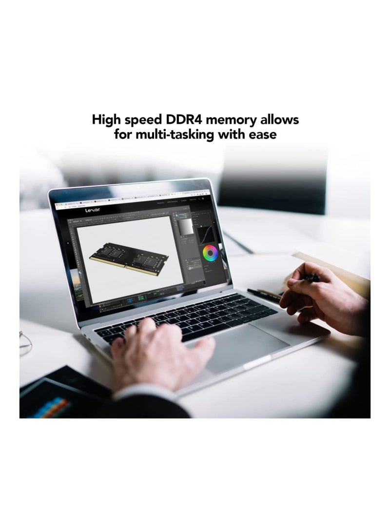 ليكسار - ذاكرة Lexar®DDR4 سعة 8 جيجابايت 260 دبوس So-DIMM بسرعة 3200 ميجابت في الثانية، CL22، 1.2 فولت - 3200/2666 SODIMM لأجهزة الكمبيوتر المحمولة، 260 دبوسًا 69.6 مم × 30 مم 69.6 مم × 30 مم - Image 1