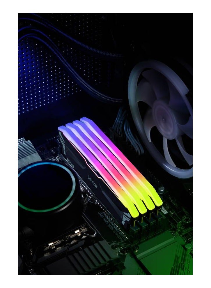 Lexar - Lexar ARES RGB DDR5-6400 Desktop Memory 32GB Kit, RGB lighting control, 32GB Kit (16GBx2),  6400MT/s1(XMP 3.0),, JEDEC & Intel XMP 3.0 - Image 1