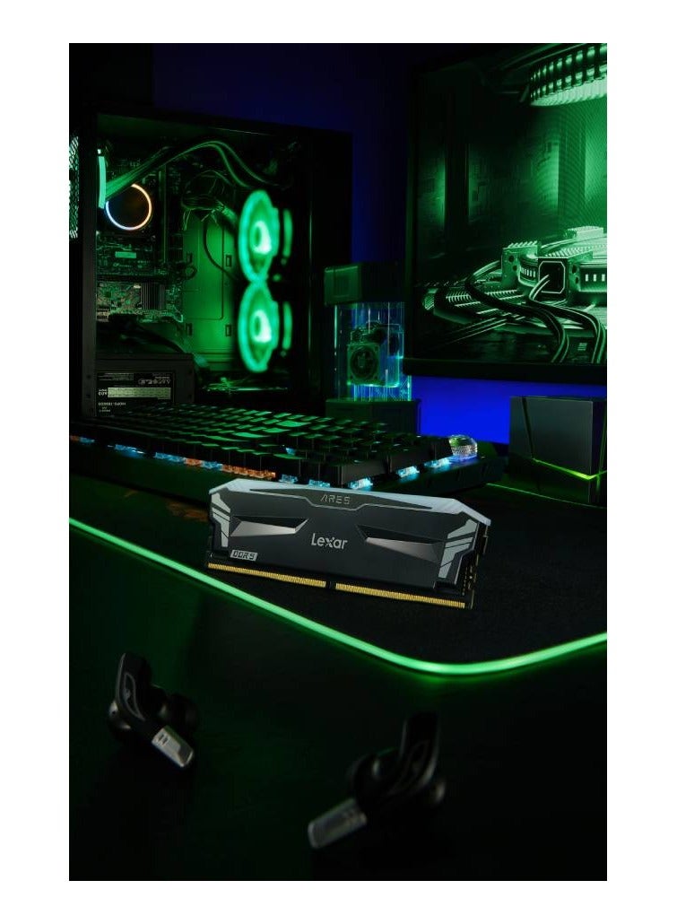 Lexar - Lexar ARES RGB DDR5-6400 Desktop Memory 32GB Kit, RGB lighting control, 32GB Kit (16GBx2),  6400MT/s1(XMP 3.0),, JEDEC & Intel XMP 3.0 - Image 1