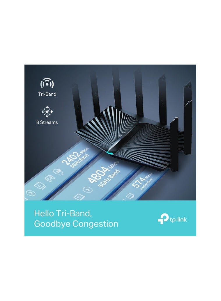 TP-LINK - Archer AXE95 AXE7800 Tri-Band Wi-Fi 6E Router Black - Image 1