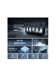 TP-LINK Archer AXE95 AXE7800 Tri-Band Wi-Fi 6E Router Black  - Image 4