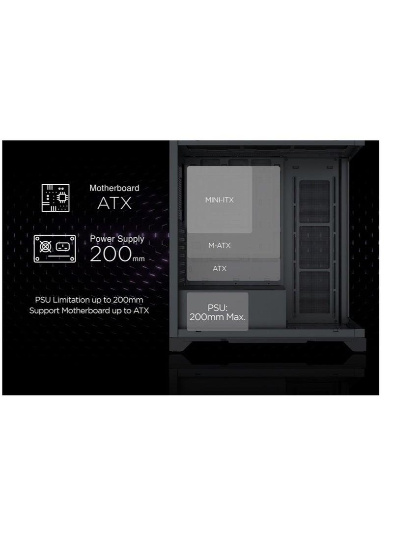 Xigmatek - Endorphin Ultra Black, ATX, U3x1 & Type Cx1, Front And Left Seamless TG, 5Pcs M20A And Galaxy II Fan Control Kit Computer Case Black - Image 1