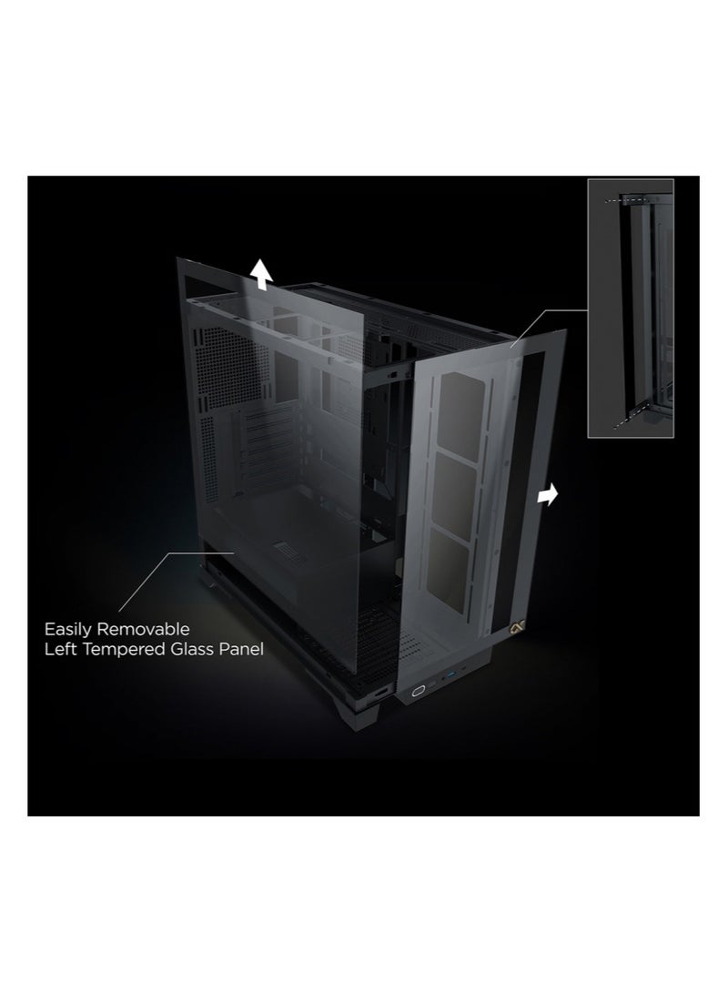 Xigmatek - Endorphin Ultra Black, ATX, U3x1 & Type Cx1, Front And Left Seamless TG, 5Pcs M20A And Galaxy II Fan Control Kit Computer Case Black - Image 1