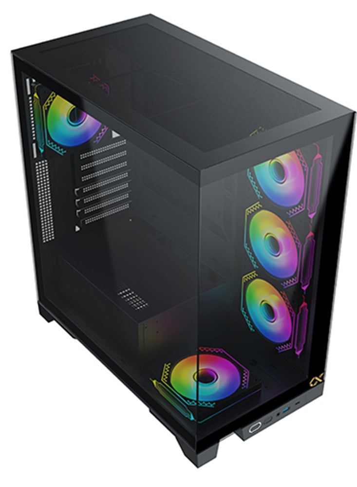 Xigmatek - Endorphin Ultra Black, ATX, U3x1 & Type Cx1, Front And Left Seamless TG, 5Pcs M20A And Galaxy II Fan Control Kit Computer Case Black - Image 1