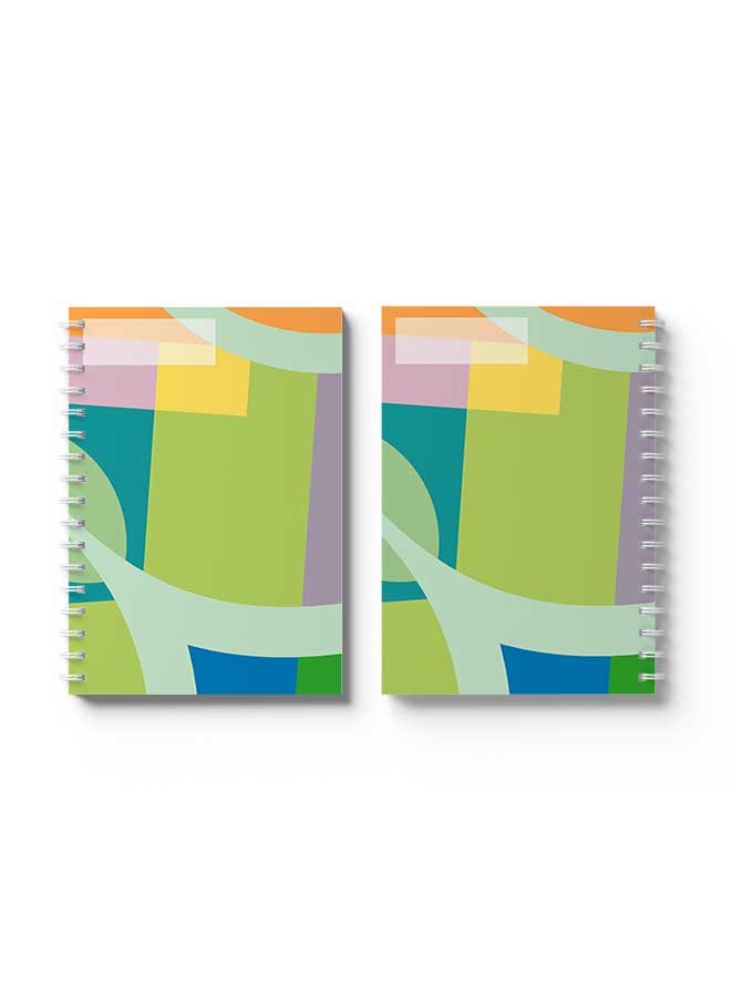 LOWHA Spiral Notebook Abstract Colorful Shapes Purple/Orange/Yellow/Green - Image 3